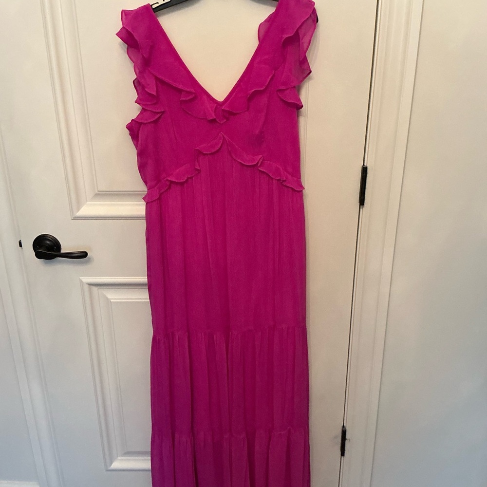 Elegant Pink Ruffle Maxi Dress